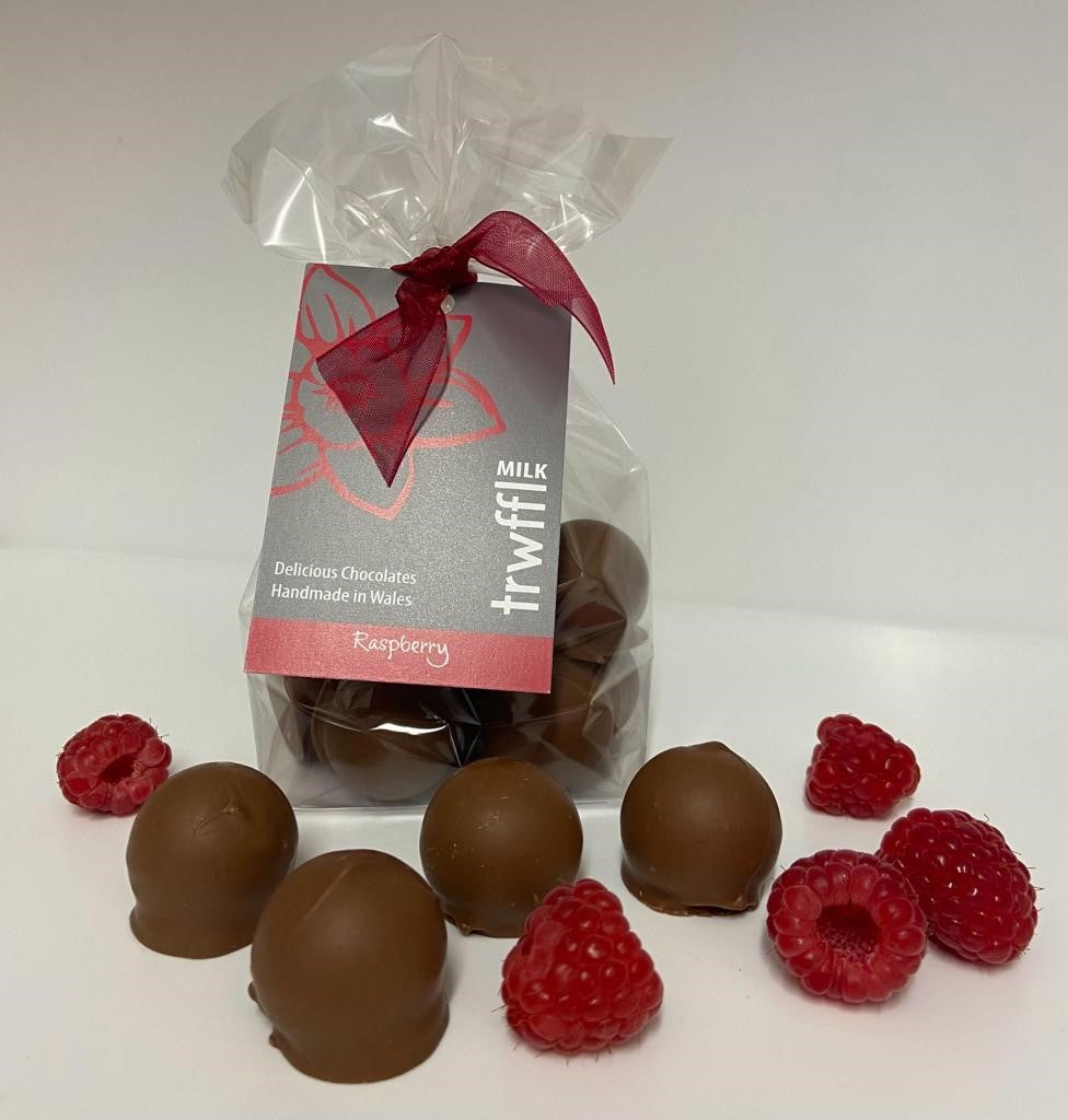 Truffles in a Hand Tied Bag - Milk Raspberry