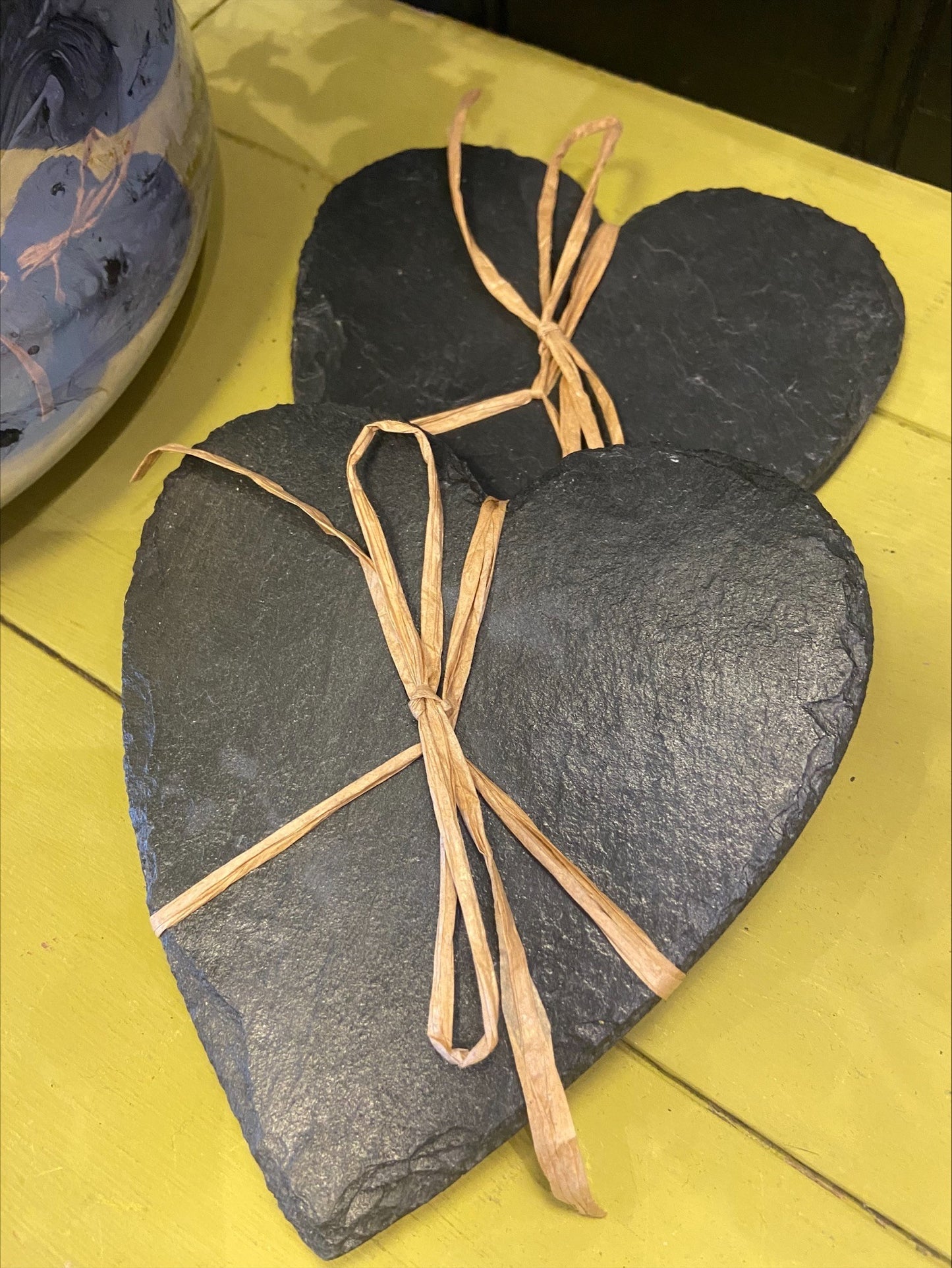 Pembrokeshire Handcrafted Slate - Pair of slate heart coasters