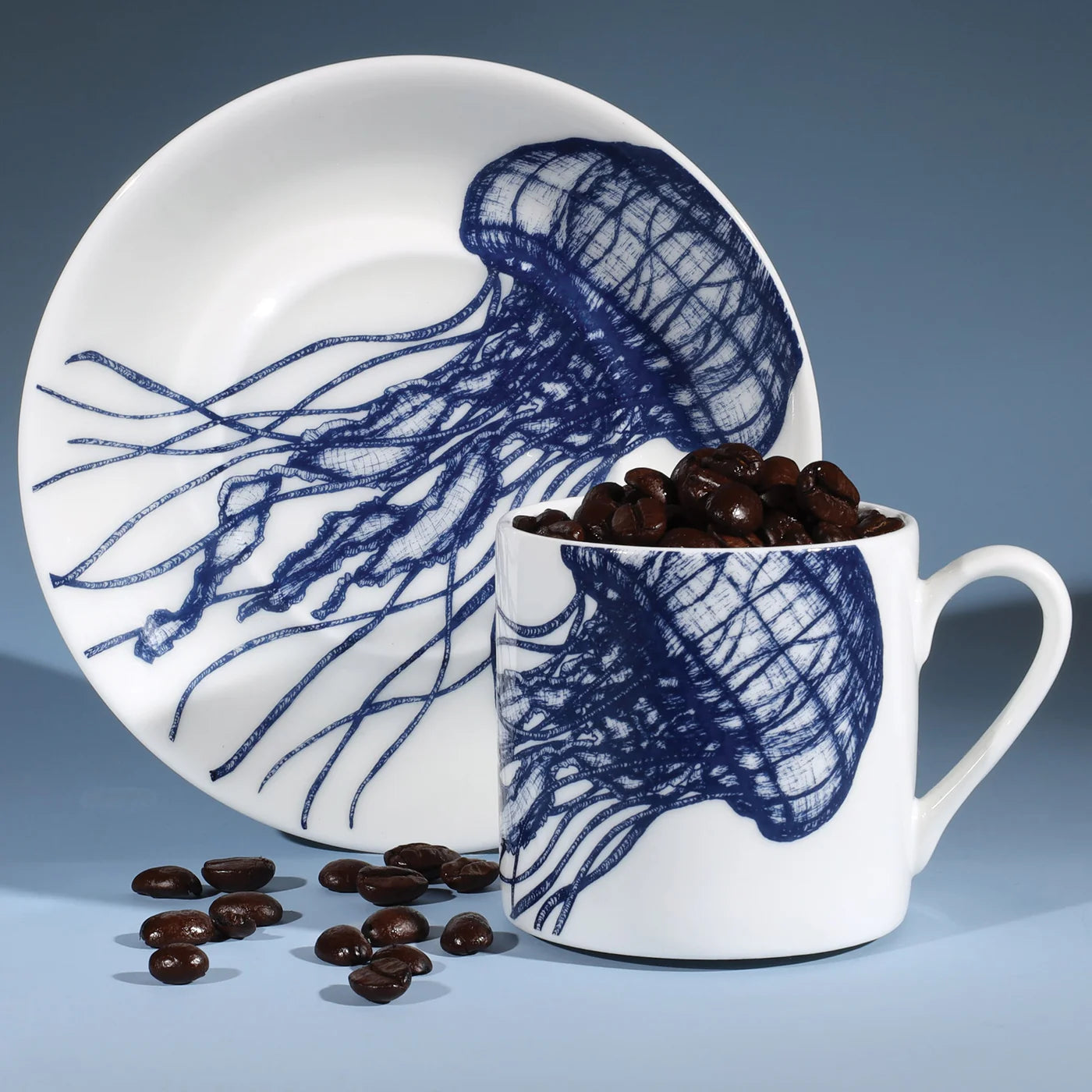 Cream of Cornwall - Jellyfish Espresso cup and saucer