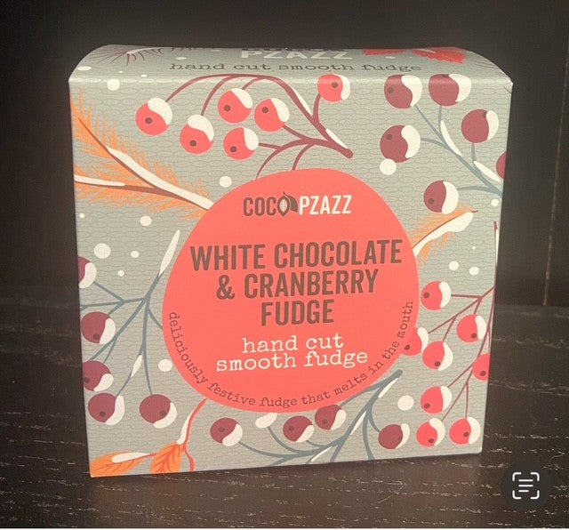 Coco Pzazz White Chocolate and Cranberry Fudge